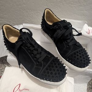 Christian Louboutin Black Suede Spiked Sneakers